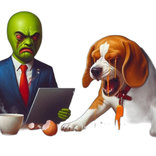 concept art, pixel art, extraterrestrial, figure, shocked, frowning, works, damaged transparent PNG cut-out