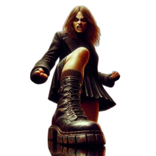 shoes, jacket, weapon, concept art, photorealistic, comic book art, 3d render, fierce-looking transparent PNG cut-out
