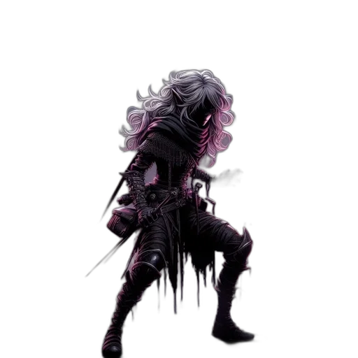 creature, mask, staff, weapon, concept art, fantasy art, cyberpunk, pixel art transparent PNG cut-out