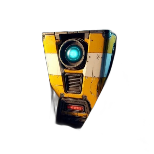 robot, mask, staff, weapon, 3d render, concept art, yellow, robotic transparent PNG cut-out