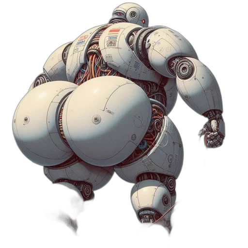 robot, creature, animal, concept art, 3d render, cyberpunk, comic book art, image transparent PNG cut-out