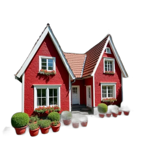 building, 3d render, photorealistic, concept art, red, quaint, village, scene transparent PNG cut-out