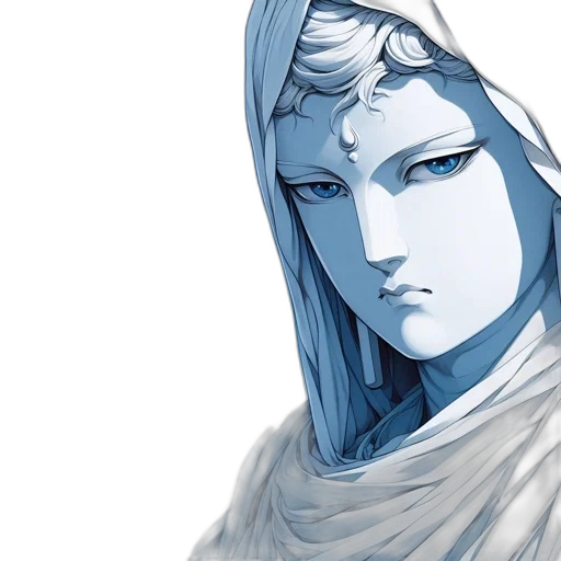 face, mask, crown, concept art, fantasy art, comic book art, watercolor, blue transparent PNG cut-out