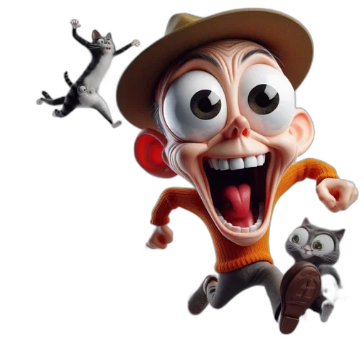 face, concept art, 3d render, cartoon, photorealistic, excited, animated, character transparent PNG cut-out