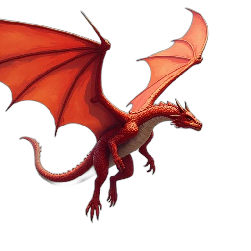 dragon, creature, animal, concept art, fantasy art, 3d render, photorealistic, red transparent PNG cut-out