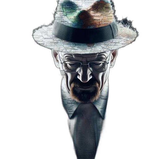 hat, mask, staff, umbrella, concept art, 3d render, photorealistic, cyberpunk transparent PNG cut-out