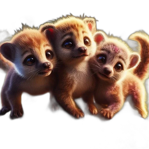 animal, photorealistic, concept art, 3d render, oil painting, three, baby, animals transparent PNG cut-out
