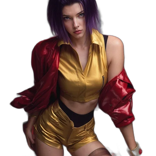 jacket, dress, jewelry, hair, cyberpunk, concept art, photorealistic, fantasy art transparent PNG cut-out