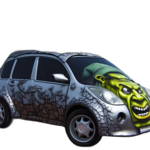 car, 3d render, concept art, photorealistic, fantasy art, unusual, cracked-stone, mischievous transparent PNG cut-out