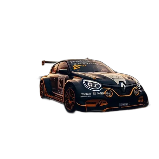 car, concept art, 3d render, photorealistic, fantasy art, racing, black, yellow transparent PNG cut-out
