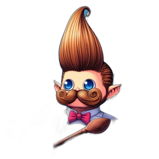 hair, staff, animal, crown, concept art, fantasy art, 3d render, cartoon transparent PNG cut-out