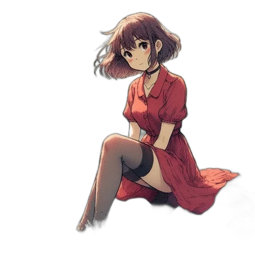 dress, staff, flower, weapon, anime, watercolor, concept art, pixel art transparent PNG cut-out