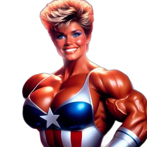 comic book art, photorealistic, concept art, athletic, woman, dons, american-flag, themed transparent PNG cut-out