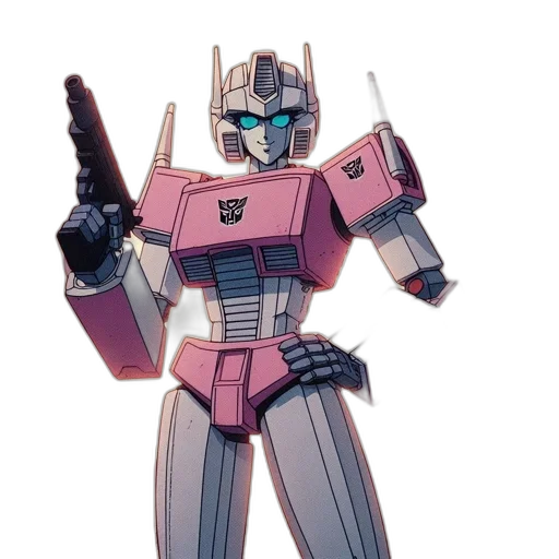 robot, weapon, concept art, vaporwave, watercolor, 3d render, pastel, pink transparent PNG cut-out