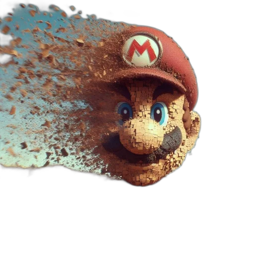 hat, mask, weapon, creature, 3d render, concept art, photorealistic, mario transparent PNG cut-out