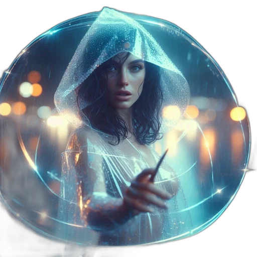 umbrella, jewelry, dress, mask, concept art, fantasy art, photorealistic, comic book art transparent PNG cut-out