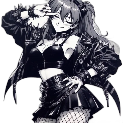 jacket, weapon, staff, crown, cyberpunk, anime, cartoon, concept art transparent PNG cut-out