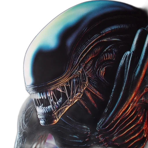 creature, mask, hair, face, concept art, photorealistic, outer space, alien transparent PNG cut-out
