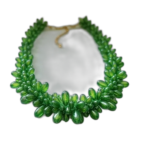 jewelry, crown, 3d render, photorealistic, green, cluster, necklace, handcrafted transparent PNG cut-out