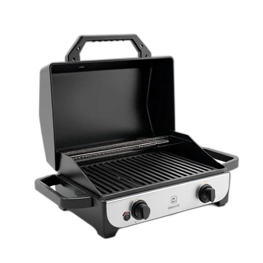 modern, portable, gas, grill, black, frame, silver, cooking transparent PNG cut-out