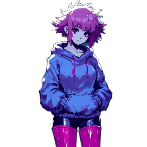 jacket, creature, staff, face, pixel art, vaporwave, cyberpunk, concept art transparent PNG cut-out