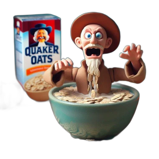 food, 3d render, anthropomorphic, figure, made, clay, drowns, bowl transparent PNG cut-out