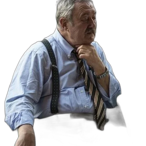 staff, face, jacket, furniture, concept art, photorealistic, older, man transparent PNG cut-out