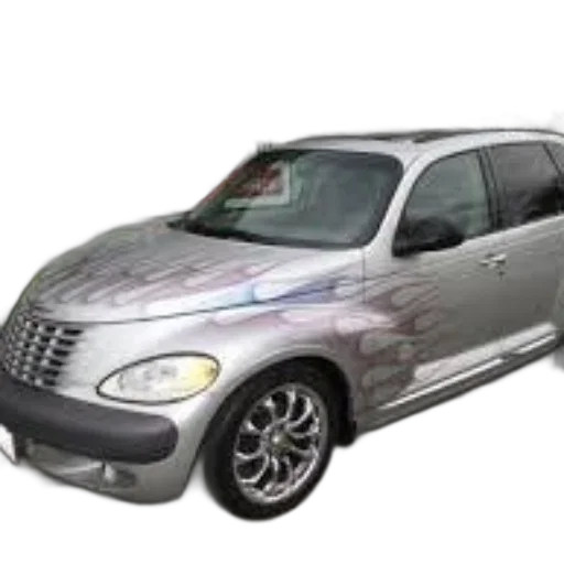 car, 3d render, photorealistic, silver, chrysler, cruiser, custom, flame transparent PNG cut-out
