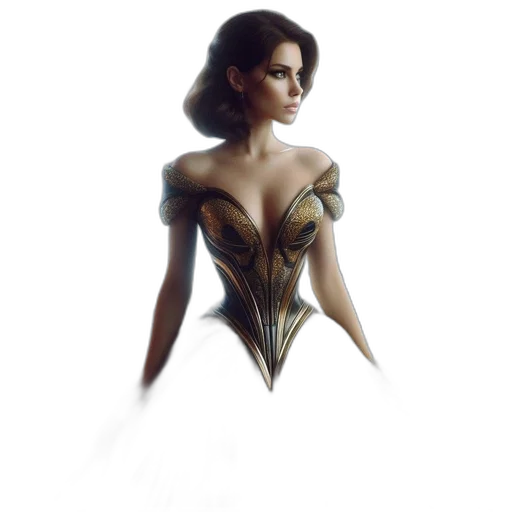 dress, crown, jewelry, fantasy art, concept art, photorealistic, comic book art, woman transparent PNG cut-out