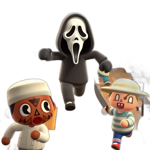 mask, concept art, 3d render, animated, characters, kitchen, setting, ghostly transparent PNG cut-out
