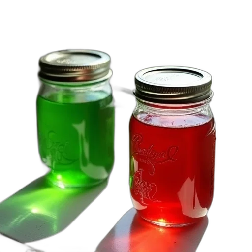 bottle, food, 3d render, photorealistic, concept art, green, neon, red transparent PNG cut-out