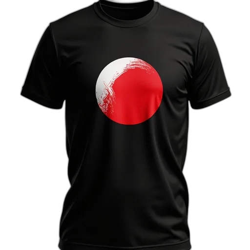 3d render, concept art, red, black, t-shirt, round, white, circular transparent PNG cut-out