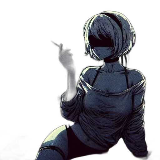 jacket, robot, weapon, dress, cyberpunk, anime, concept art, pixel art transparent PNG cut-out