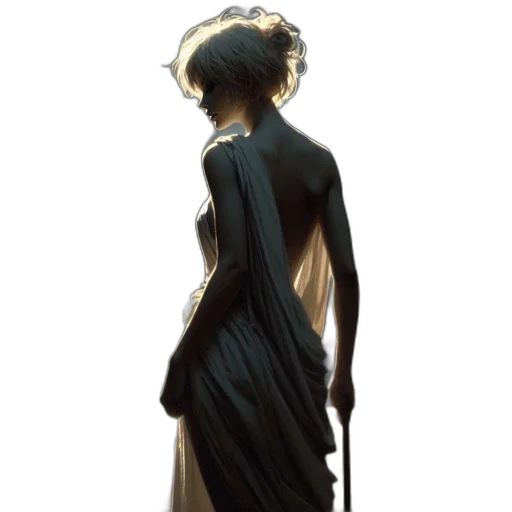dress, staff, crown, face, concept art, fantasy art, photorealistic, pixel art transparent PNG cut-out