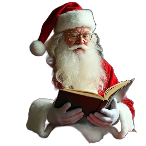 golden, santa, book, record, set transparent PNG cut-out