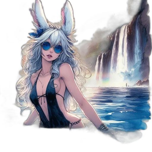 dragon, creature, fantasy art, concept art, watercolor, anime, underwater, fog transparent PNG cut-out