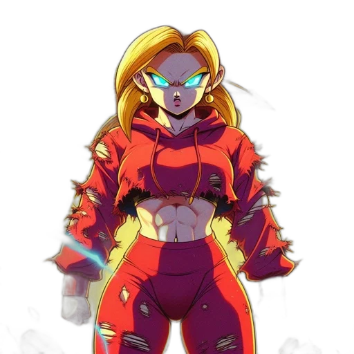 jacket, robot, concept art, cyberpunk, comic book art, pixel art, red, neon transparent PNG cut-out