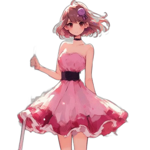 dress, staff, weapon, flower, concept art, pixel art, anime, watercolor transparent PNG cut-out