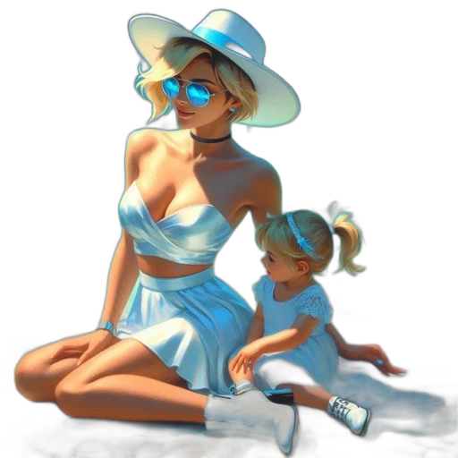 hat, dress, concept art, pixel art, photorealistic, 3d render, beach, underwater transparent PNG cut-out