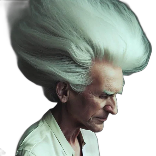 hair, face, creature, staff, photorealistic, concept art, fantasy art, 3d render transparent PNG cut-out