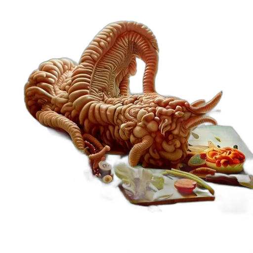 food, dragon, creature, animal, 3d render, concept art, photorealistic, fantasy art transparent PNG cut-out