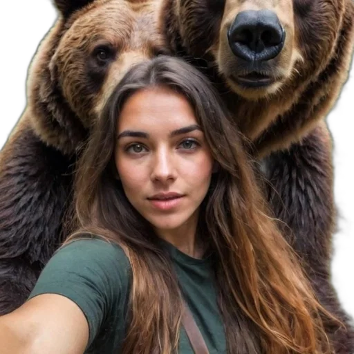 animal, face, creature, hair, photorealistic, oil painting, earth tones, green transparent PNG cut-out