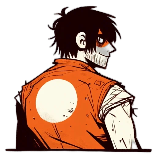 jacket, robot, concept art, comic book art, cartoon, anime, monochrome, red transparent PNG cut-out
