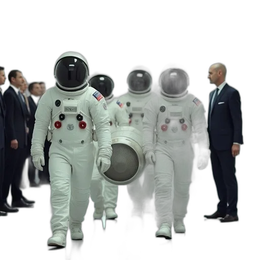robot, concept art, outer space, group, astronauts, white, space, suits transparent PNG cut-out