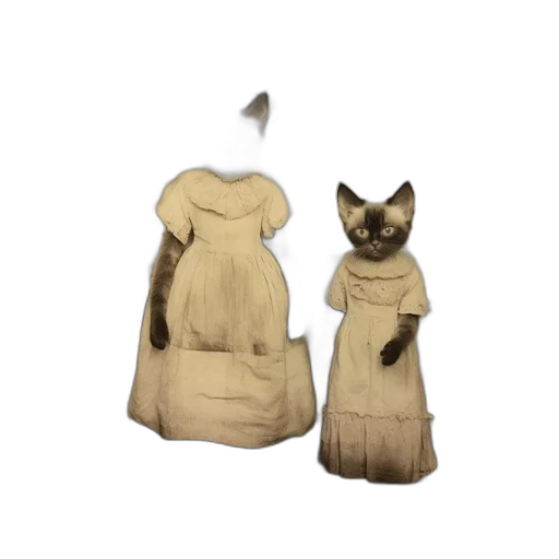 dress, 3d render, concept art, fantasy art, earth tones, two, anthropomorphic, cats transparent PNG cut-out