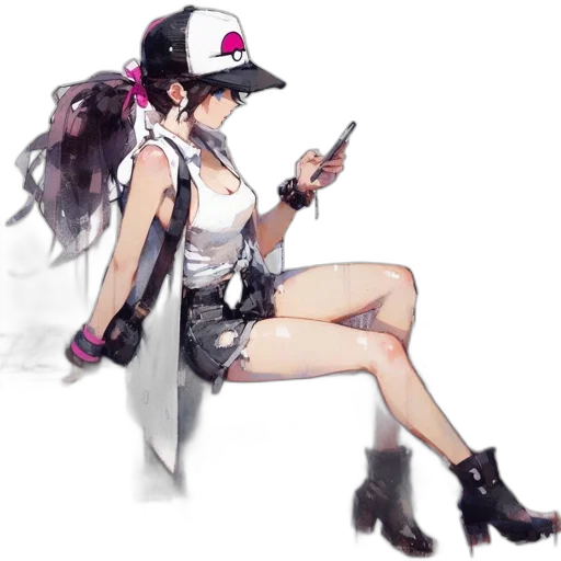 weapon, staff, hat, concept art, cyberpunk, pixel art, anime, pastel transparent PNG cut-out