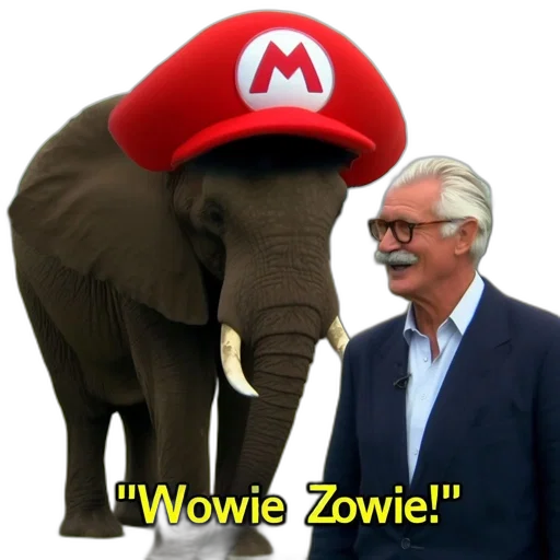 animal, creature, hat, weapon, elephant, donning, mario, gazes transparent PNG cut-out
