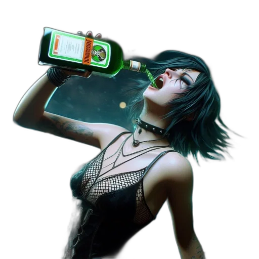 bottle, weapon, dress, cyberpunk, concept art, 3d render, photorealistic, neon lights transparent PNG cut-out
