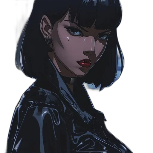 jacket, face, dress, creature, comic book art, cyberpunk, concept art, anime transparent PNG cut-out
