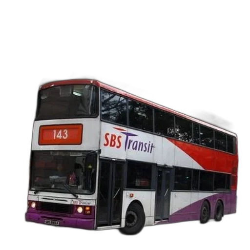 3d render, photorealistic, concept art, double-decker, bus, number, 143, sbs transparent PNG cut-out